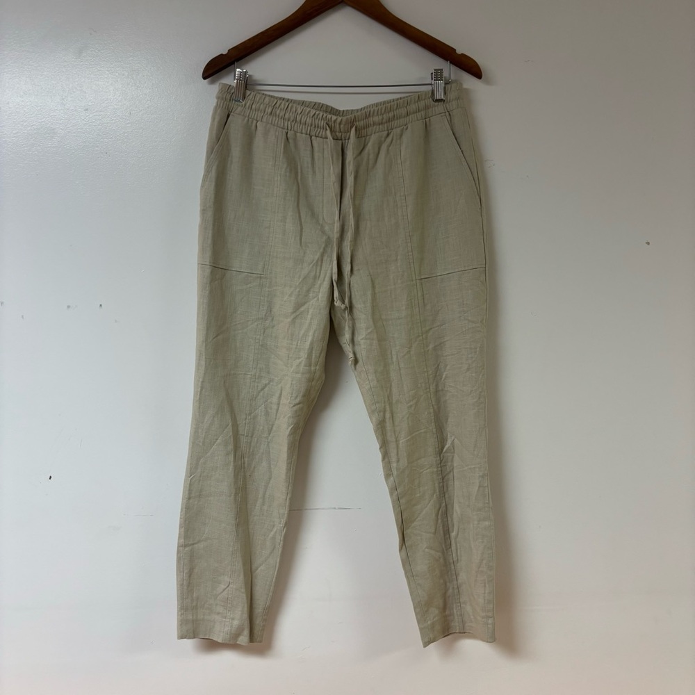 RW&CO. Women’s linen beige wide-leg cropped pants medium